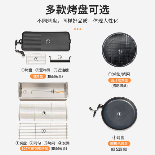 莫家户外烧烤桌北欧烧烤炉电烤碳烤家用烤桌庭院花园烧烤桌椅中式 - 图1