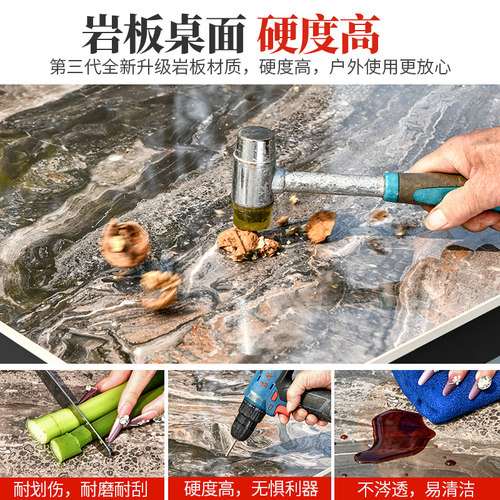 户外铸铝桌椅庭院花园别墅岩板餐桌休闲全铝室外桌椅组合院子布置 - 图2