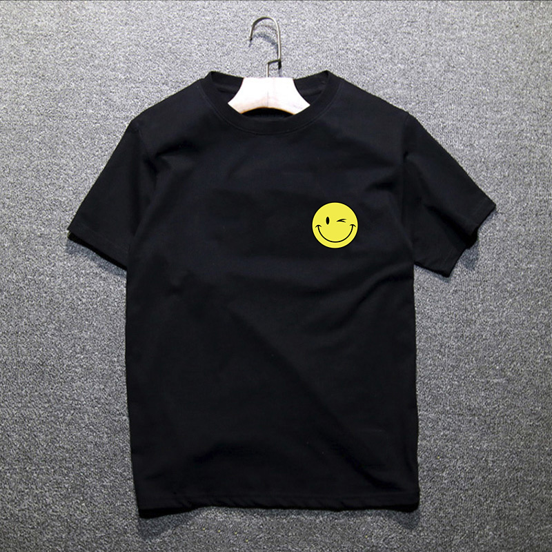 潮统旗舰店夏季潮流印花纯棉圆领白色T恤男短袖打底情侣上衣定制班服工作服0