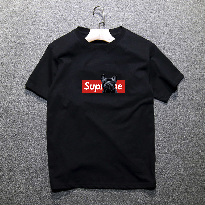 潮统旗舰店男装新款夏韩版潮牌潮流纯棉黑色短袖t恤男情侣装宽松ins衣服0