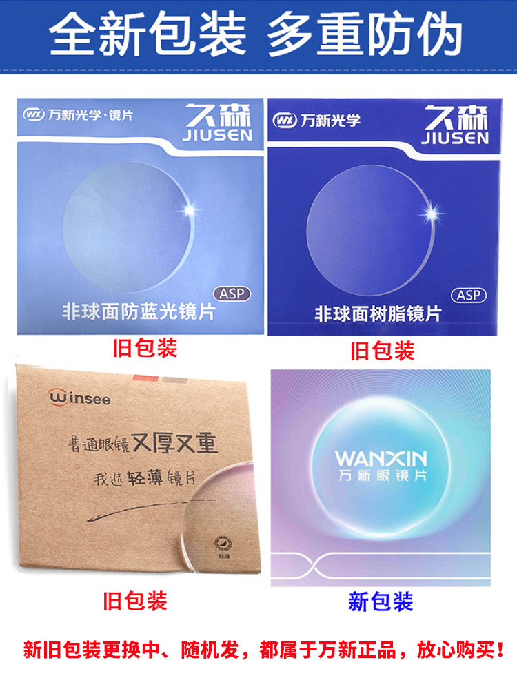 卫光眼镜专营店万新镜片超薄1.74 1.67防蓝光配近视眼镜定制高散眼镜片旗舰2