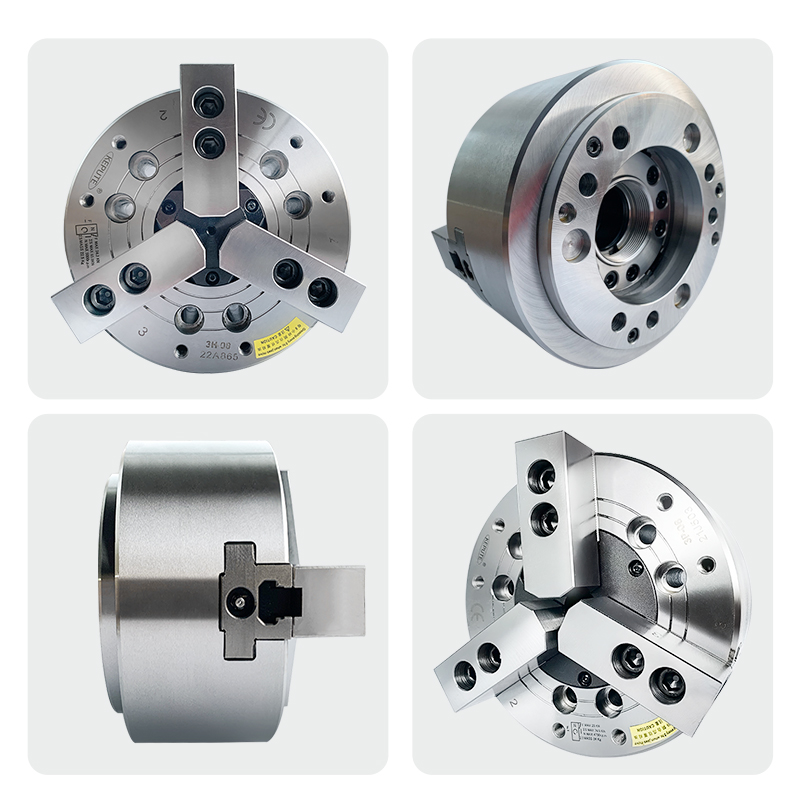 台湾标准全钢中空中实液压三爪卡盘油压动力夹头5 6 8 10 12 15寸-图2