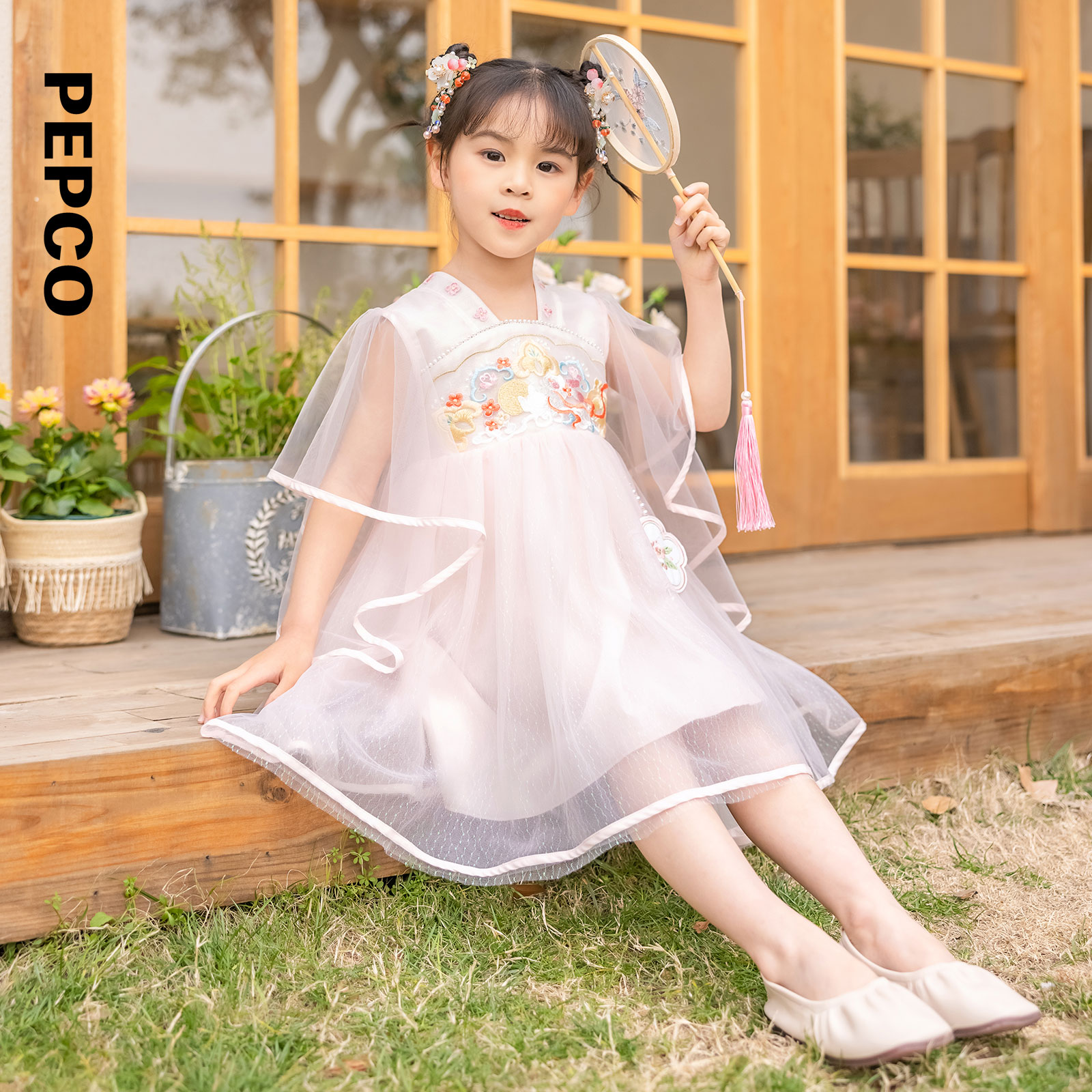 小猪班纳童装夏装新款儿童裙子中大童女童连衣裙纱裙女孩汉服 - 图1