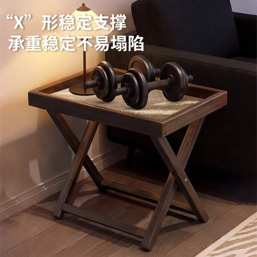 中古风边几折叠小户型户外可移动沙发茶几折叠家用客厅露营置物架 - 图1