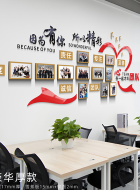 荣誉展示企业文化照片墙贴优秀员工风采办公室装饰团队公司3d形象