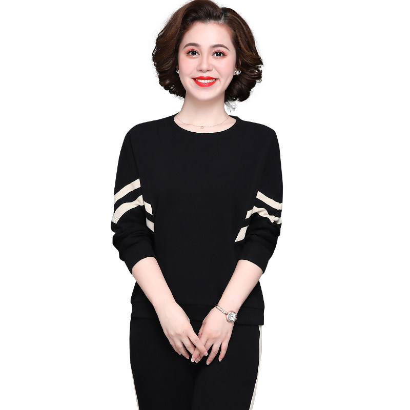 中年秋装长袖薄款夏中老年洋气卫衣 雪罗中老年女装