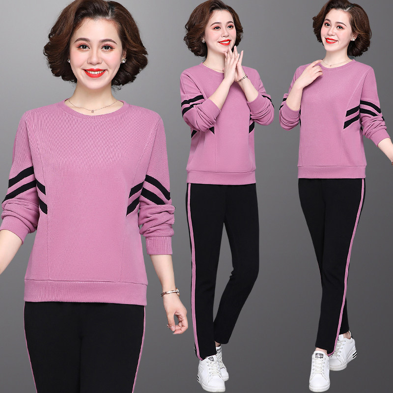 中年秋装长袖薄款夏中老年洋气卫衣 雪罗中老年女装