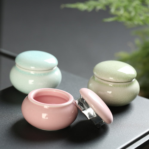素瓷阁小号迷你陶瓷密封罐子茶叶包装罐香粉盒胭脂面霜乳膏分装瓶 - 图2