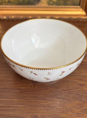 Nyon 欧洲瓷器收藏 瑞士 鎏金手绘花卉糖碗 收藏老瓷器瓷碗摆件