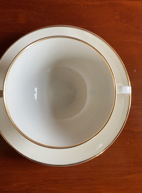 Heinrich 海因里希 德国巴伐利亚 描金象牙白双耳汤碗 中古甜品碗