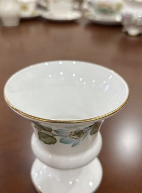 Crown Staffordshire 皇冠斯塔福德郡 中古描金花卉小花瓶 骨瓷杯