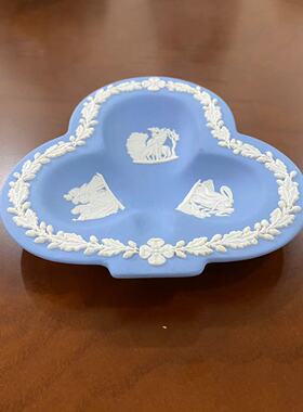 Wedgwood 韦奇伍德 Jasper 玉石浮雕 蓝三叶草装饰盘 神话首饰碟