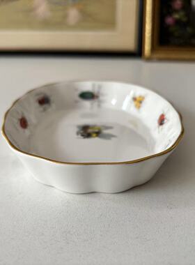 Royal Princess 皇家公主英国昆虫风格瓷盘 手工制作装饰描金小碟