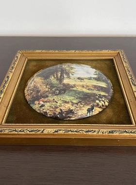 Staffordshire 中古Vintage 60年代英国风景瓷板画 陶瓷微型瓷画
