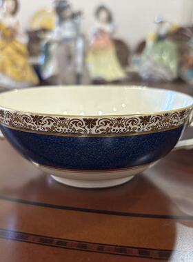 Adderley 英国阿德利 Vintage钴蓝描金双耳杯 中古收藏瓷器甜品碗