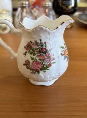 AYNSLEY 安斯丽 Rose Garden 玫瑰花园纹饰描金奶壶 英国瓷壶摆件