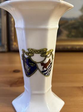 Arcadian 阿卡迪安 Oxford 牛津郡徽章瓷花瓶摆件 古董收藏纹章瓷