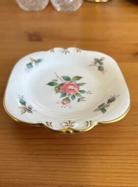 Spode 斯波德 Rose Spray 双耳描金花卉小碟 玄关摆件瓷碟 首饰盘