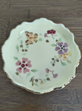 Zsolnay Hungary 匈牙利国瓷 手绘花卉蝴蝶装饰碟 花边小盘 特价