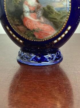 Royal Vienna 皇家维也纳 奥地利钴蓝描金人物装饰中古花瓶老瓷器