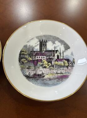Royal Worcester 皇家伍斯特 英国风景装饰小盘 中古收藏摆件瓷碟