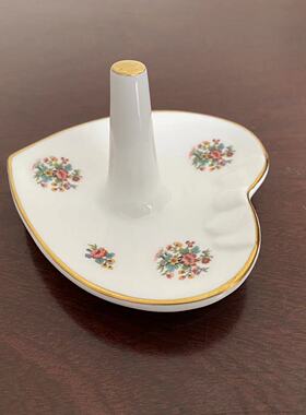 COALPORT 科尔波特 明玫瑰描金骨瓷首饰碟 Ming rose心形戒指瓷架