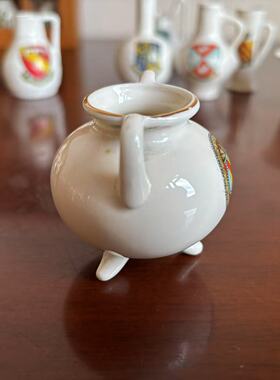 W.H.GOSS 高斯 英国纽波特 Newport mon 手绘徽章瓷器摆件 小瓦罐