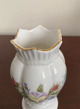 AYNSLEY 安兹丽 Wild Tudor 野生都铎描金皇冠花瓶 客厅装饰摆件