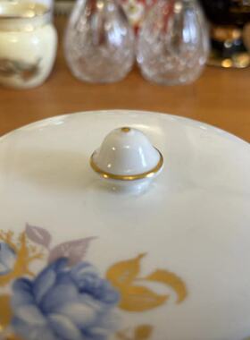 AYNSLEY 安兹丽 英国骨瓷收藏黄油盘盖罐 稀有花卉鎏金盖盒摆件