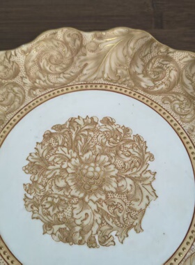Royal Doulton 皇家道尔顿 1886-1902年古董描金蕾丝纹碟 收藏盘