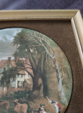 Genuine Staffordshire 1971年手工瓷板画 欧洲收藏乡村风景瓷画