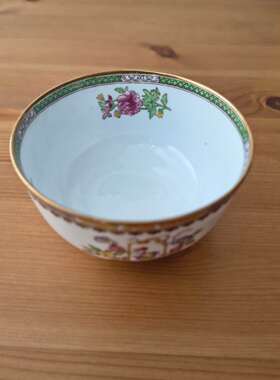 Spode Copelands 英国早期手绘中国风珐琅彩瓷糖碗 西洋瓷碗摆件