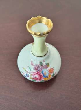 Paragon 帕拉贡 中古收藏鎏金花卉装饰迷你瓷瓶 Vintage 装饰摆件