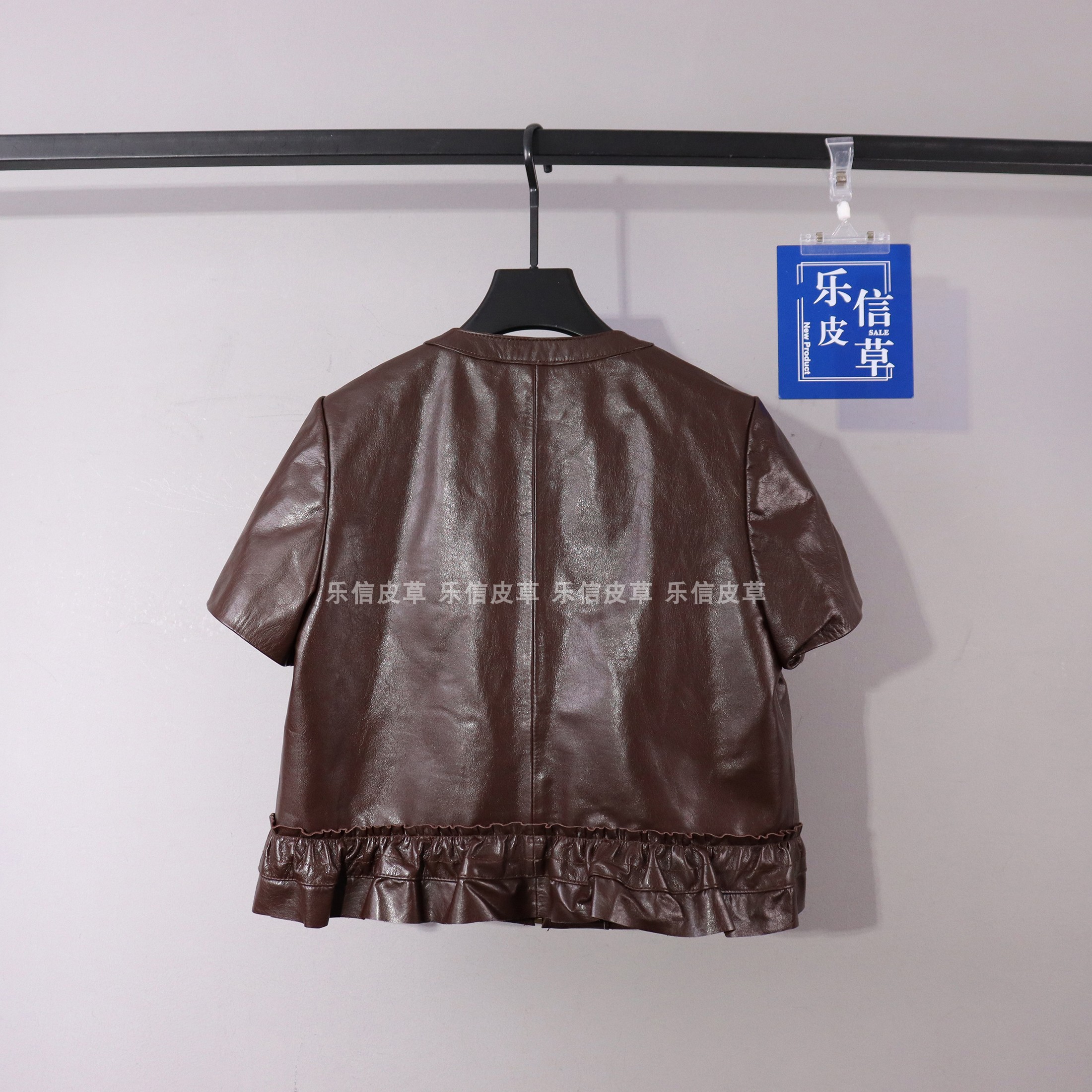 气质新款真皮皮衣绵羊皮木耳边短袖马夹时尚休闲马甲个性百搭外套 - 图1