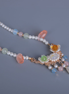 璎珞宫廷复古项链宋烧蓝琉璃