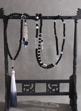 古风中式璎珞黑色水墨流苏平安项链复古汉服马面国风饰品配饰