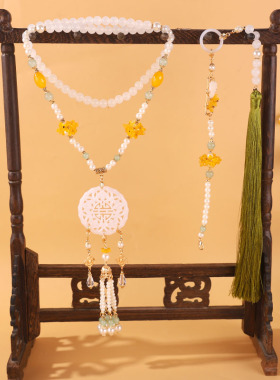 复古唐风绿色新中式汉服项圈