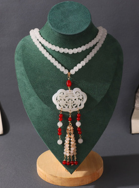 新中式红色背云明制项链