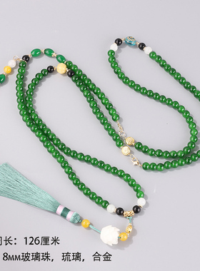 玻璃珠圆珠链新中式项链