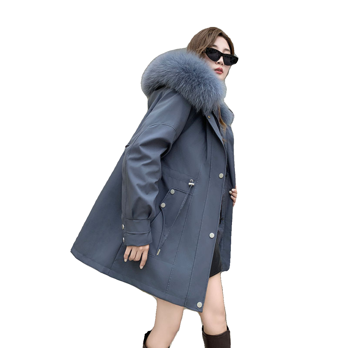 大码派克服女200斤胖MM2025冬季新款狐狸毛内胆加肥加大狐狸毛领 - 图3