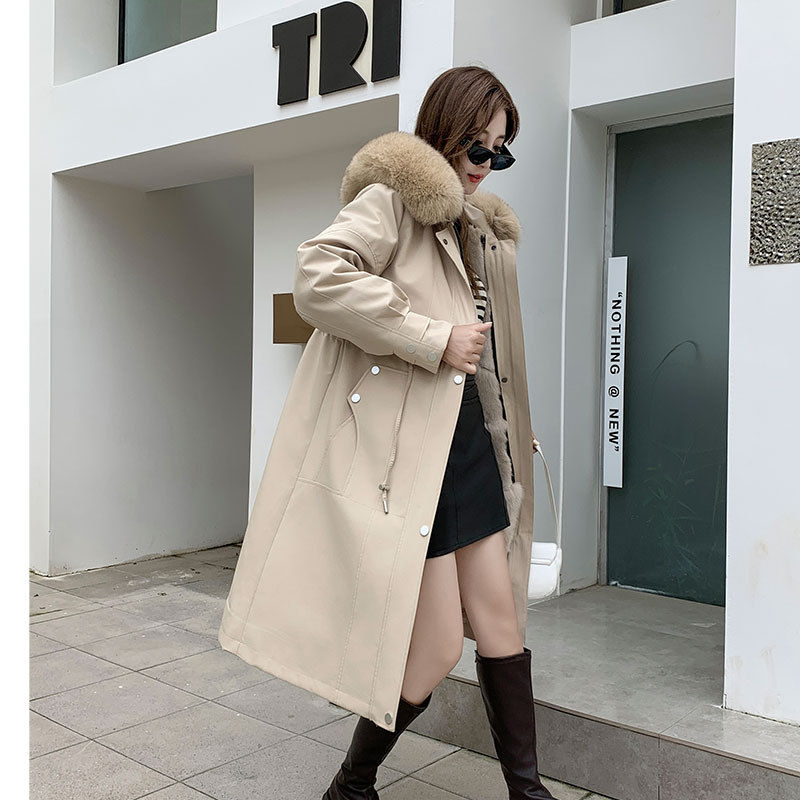 大码派克服女200斤胖MM2025冬季新款狐狸毛内胆加肥加大狐狸毛领 - 图1