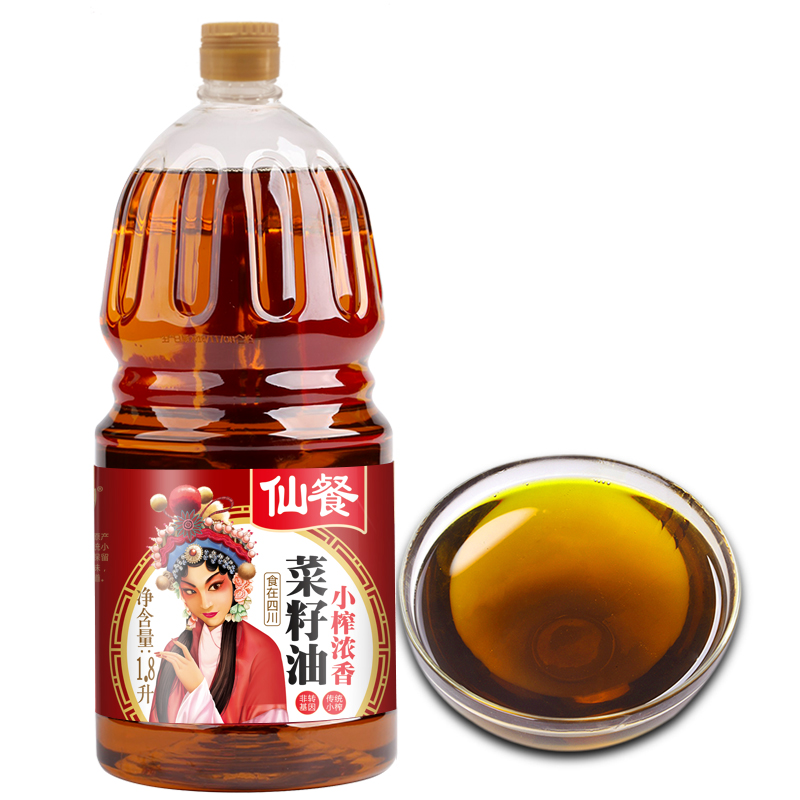 仙餐小榨浓香菜籽油1.8L非转基因食用油农家自榨菜籽油小瓶菜油-图3