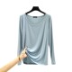 ແມ່ຍິງດູໃບໄມ້ລົ່ນບາງໆຄໍ Round Sleeve T-Shirt Loose Top