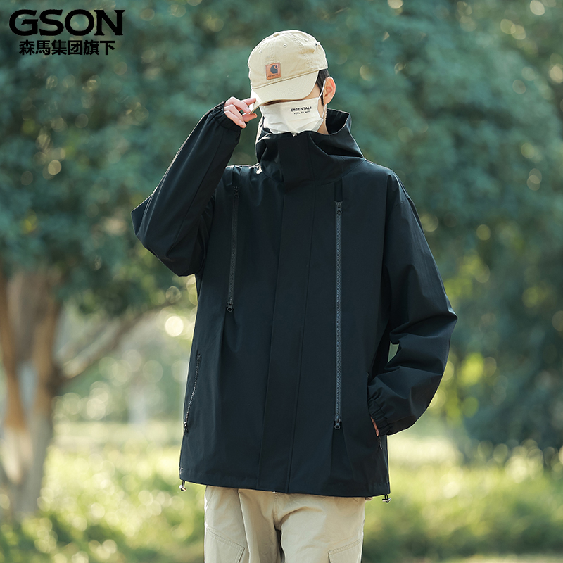 GSON冲锋上衣春秋季新款夹克男户外运动防风登山服情侣休闲外套Z5_淘宝内购会_男装-第3张图片-提都小院