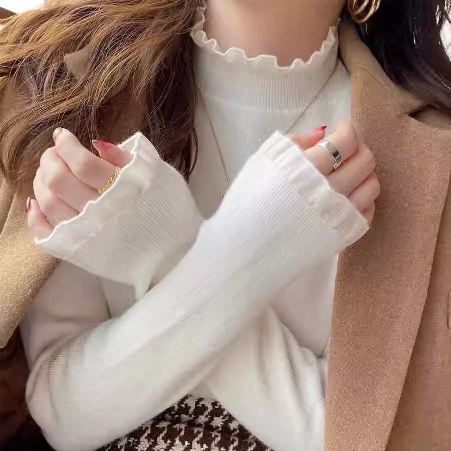 啄木鸟2024春秋冬新款蕾丝边针织打底衫女高级感内搭半高领长袖毛_淘宝内购会_女装/女士精品-第5张图片-提都小院