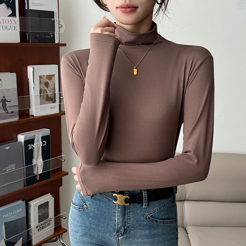唐狮DESSO半高领打底衫时尚百搭纯色中领肌底衣内搭上衣女2024秋_淘宝内购会_女装/女士精品