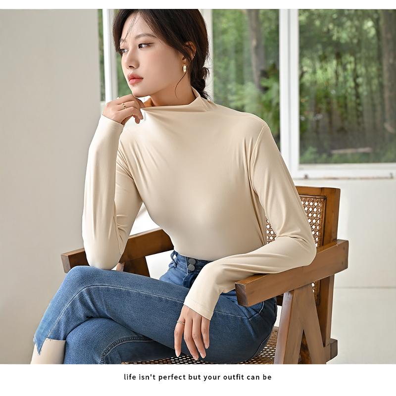 2024浪莎秋冬新款半高领木耳边简约百搭打底衫女半高领上衣打底衫_淘宝内购会_女装/女士精品-第4张图片-提都小院