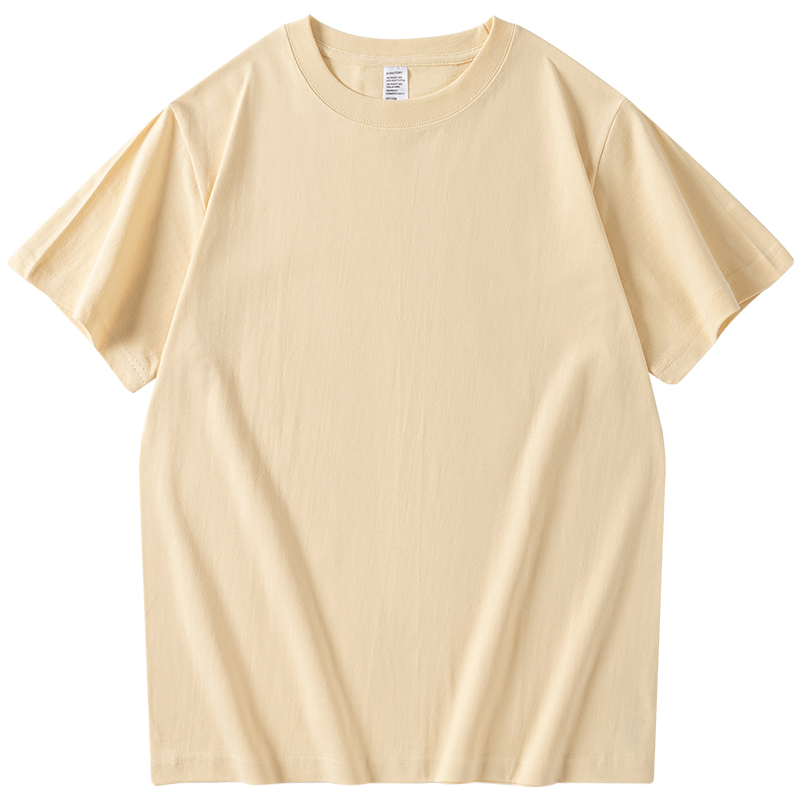230g重磅纯棉短袖T恤纯色宽松百搭圆领厚实男女款打底衫夏季上衣 - 图3