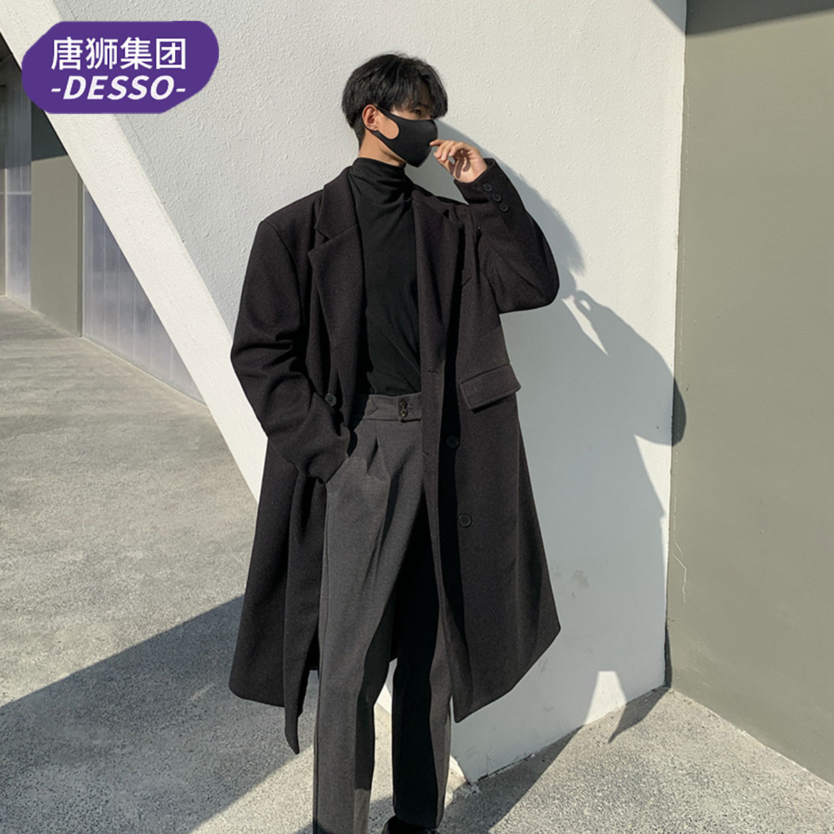 唐狮集团DESSO  2024秋季韩系休闲外套帅T中性宽松中长款毛呢大衣_淘宝内购会_男装-第3张图片-提都小院