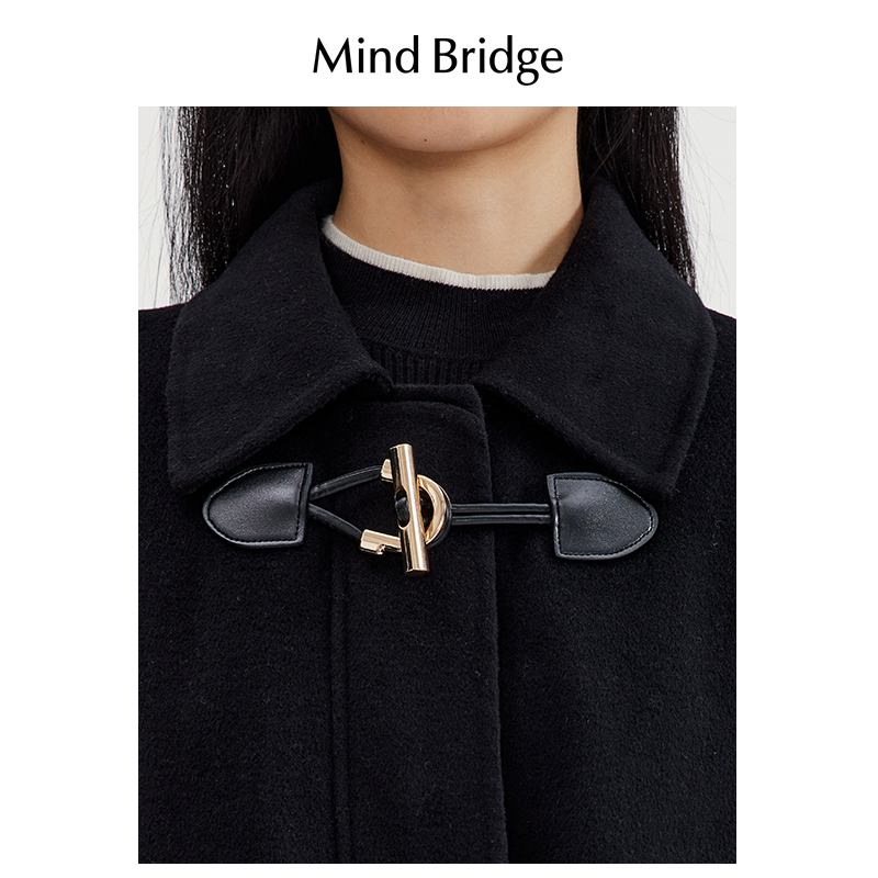 MindBridge冬季新款中长款女士羊毛毛呢大衣 韩版呢子外套